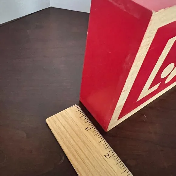 HOBBY LOBBY Dog Paw LOVE Wooden Box Sign (Red & Natural Wood) - Picture 4 of 5